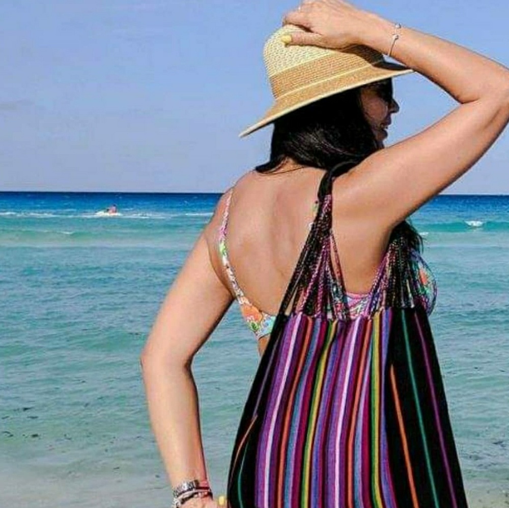 New Boho Tote/Beach bag made with Handwoven fabric